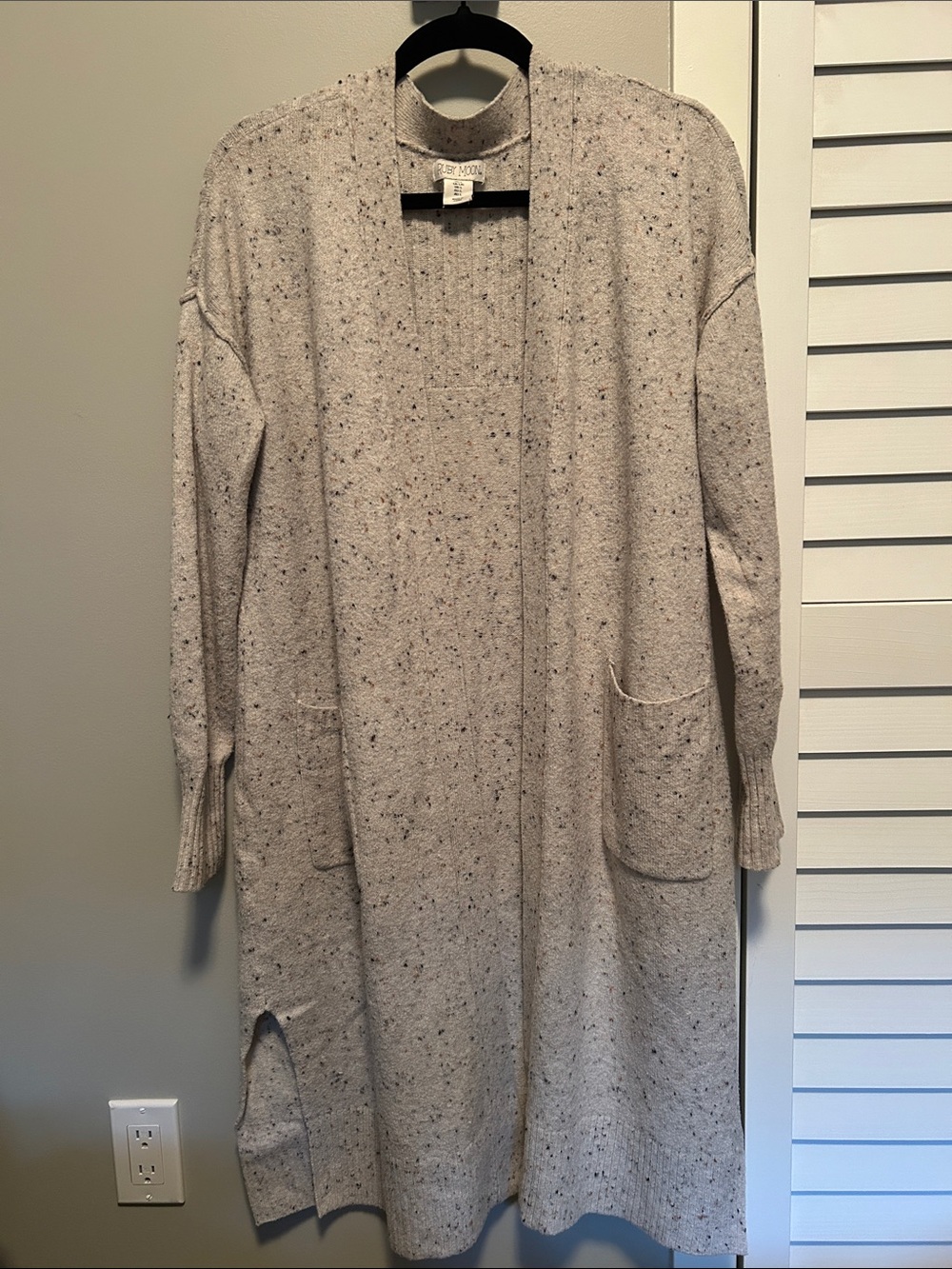 Madewell Oatmeal Speckled Long Open-Front Cardigan